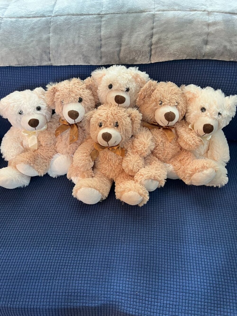 Lot of 6 Charming Plush Teddy Bears with  a Bow